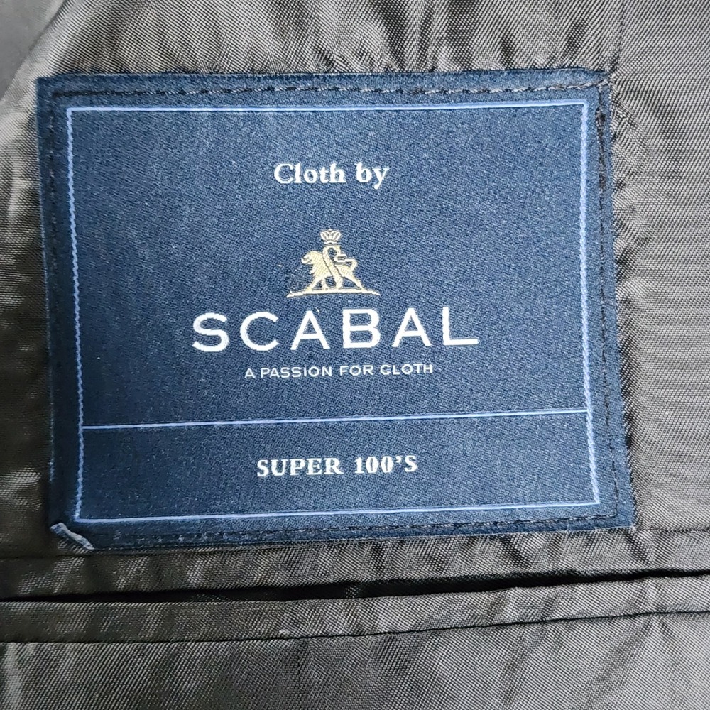 Scabal Bespoke 2 Pc Suit Mens 43XL Pants35x37 Brown Windowpane Super 100s Wool - Picture 9 of 16